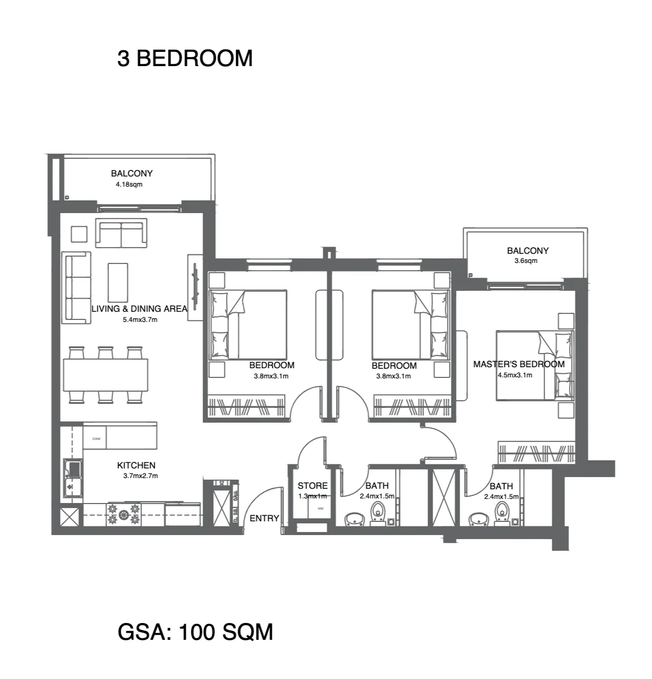 Reeman Living apartments floor plan 1