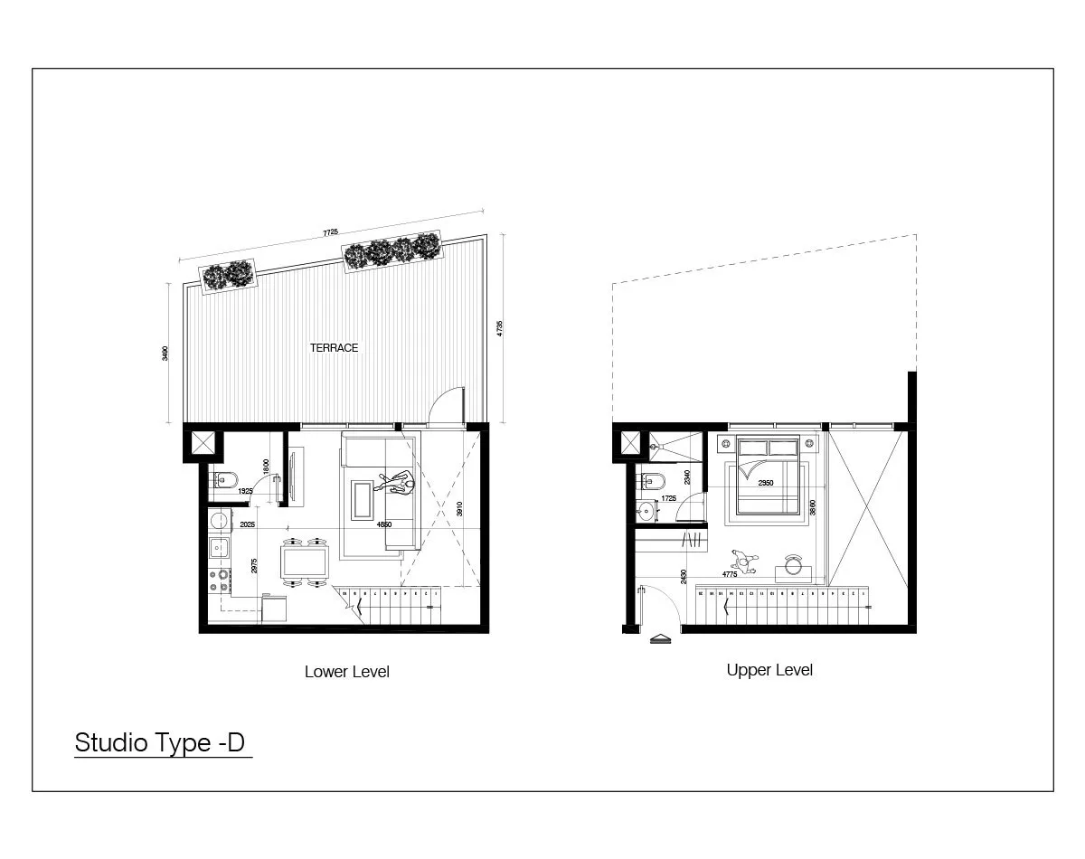 Al Raha Lofts Two apartments floor plan 1