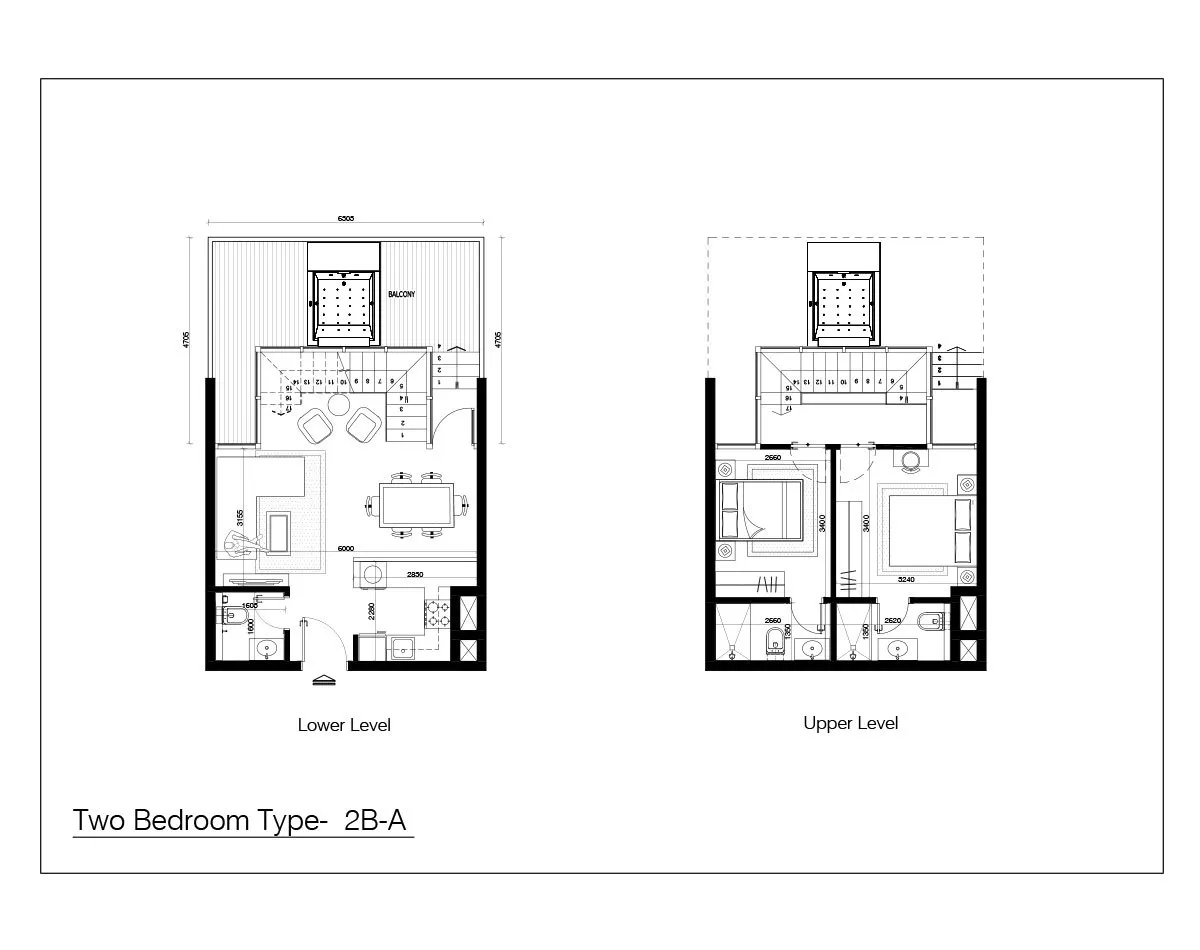 Al Raha Lofts Two apartments floor plan 5