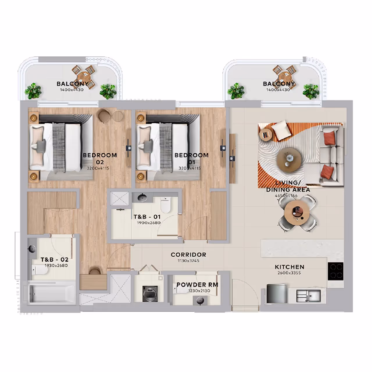 Yas Living apartments floor plan 3